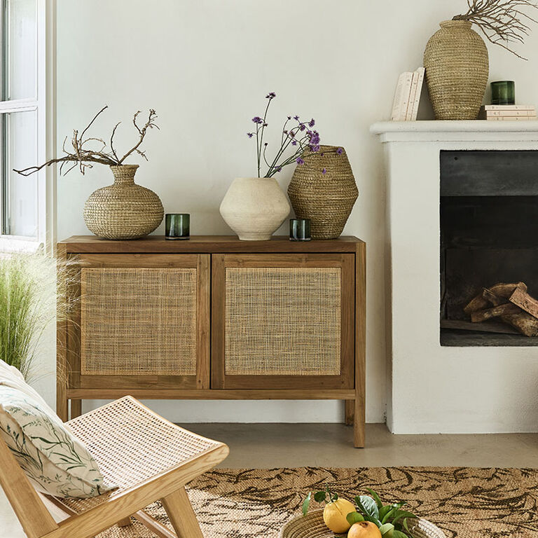 meuble en bois et rotin naturelle alinéa