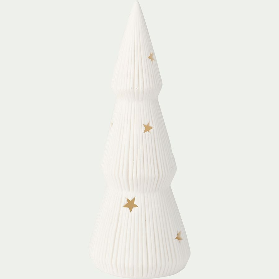 Sapin décoratif lumineux en porcelaine H16,80xD6,71cm - blanc-KESAR