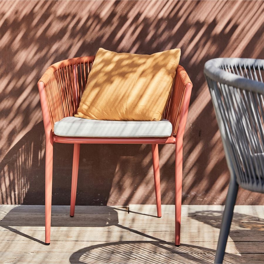 Chaise de jardin avec accoudoirs en aluminium et corde - marron rustrel-ANTALIA