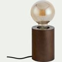 Pied de lampe électrifiée en bois de châtaignier - bois foncé H12,5cm-TRETS