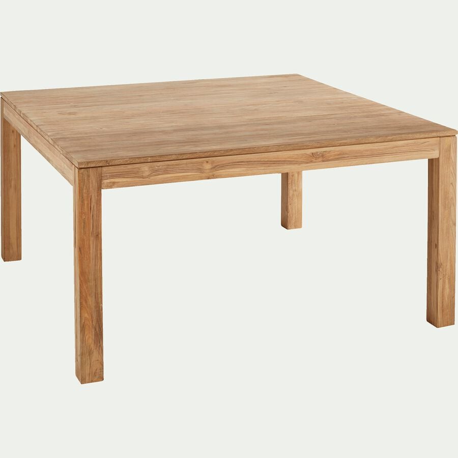 Table de repas carrée en teck recyclé - bois foncé (8 places)-EMOTION