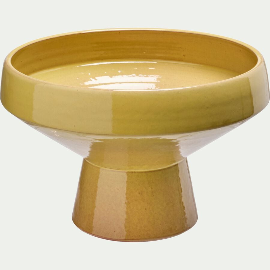Coupe décorative en terre cuite émaillée D27xH17cm - jaune-SLIEMA