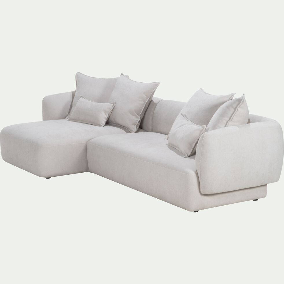 Canapé d'angle gauche fixe en tissu - beige roucas-ALBA