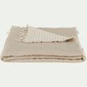 Couvre-lit en coton frangé 230x250cm - beige-KHANTA