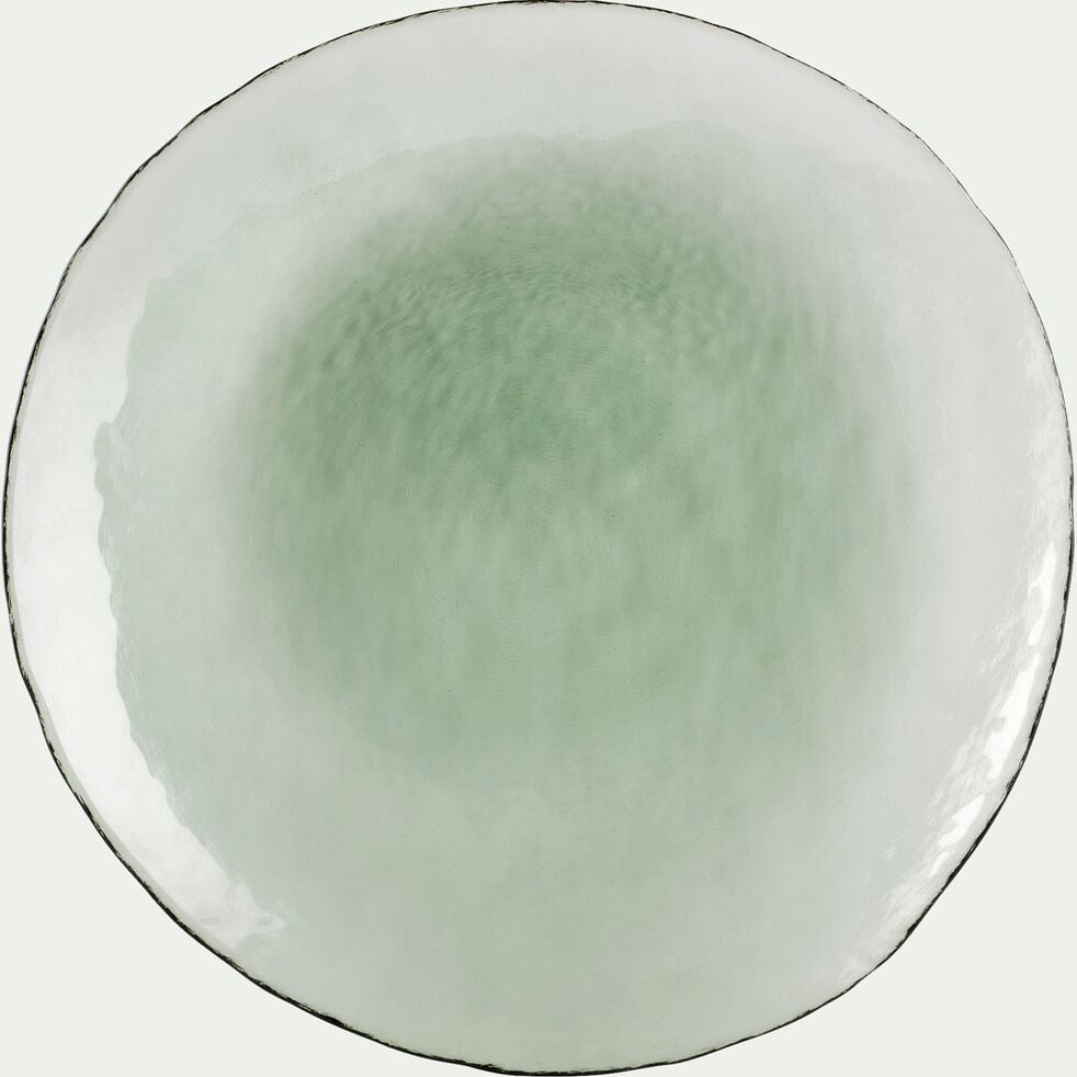 Assiette plate en verre D28cm - vert-ONDE