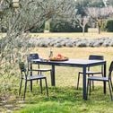 Table de repas jardin en aluminium et duraboard - noir (6 places)-VERDIERE