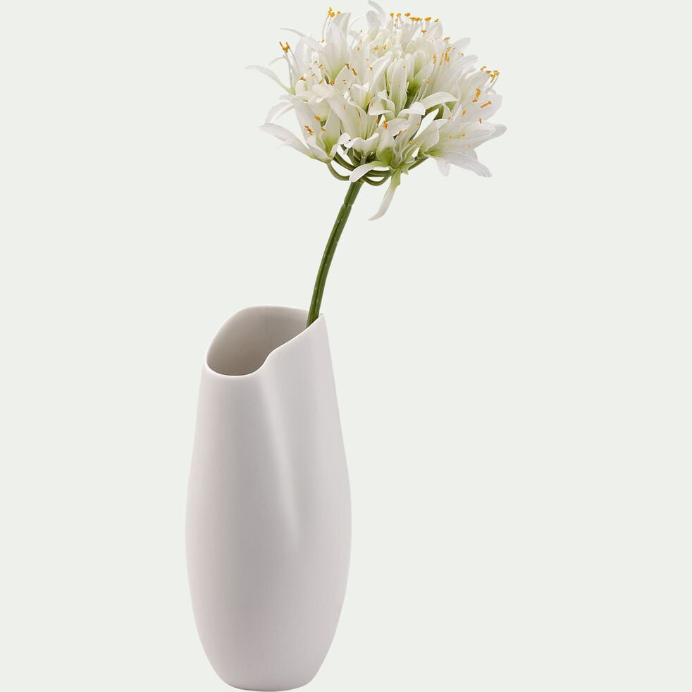 Vase asymétrique en céramique - blanc H21cm-BAFRA