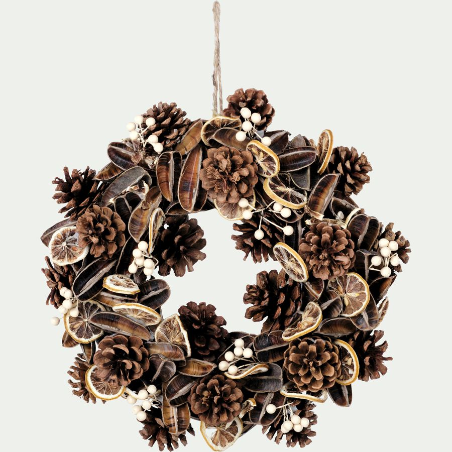 Couronne de Noël décorative D32cm - marron-SIBA