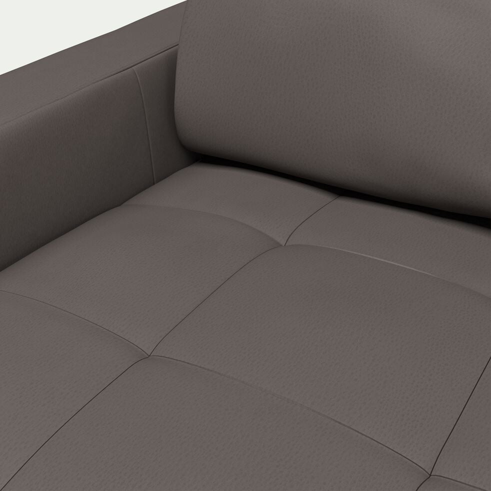 Canapé 2 places fixe en cuir avec accoudoirs 15cm - taupe-MAURO