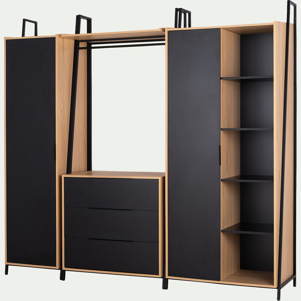 Armoire 1 Porte Bois Clair Et Metal Noir H221cm Henry Dressing Alinea Armoire 1 Porte Bois Clair Et Metal Noir H221cm Henry Dressing Alinea