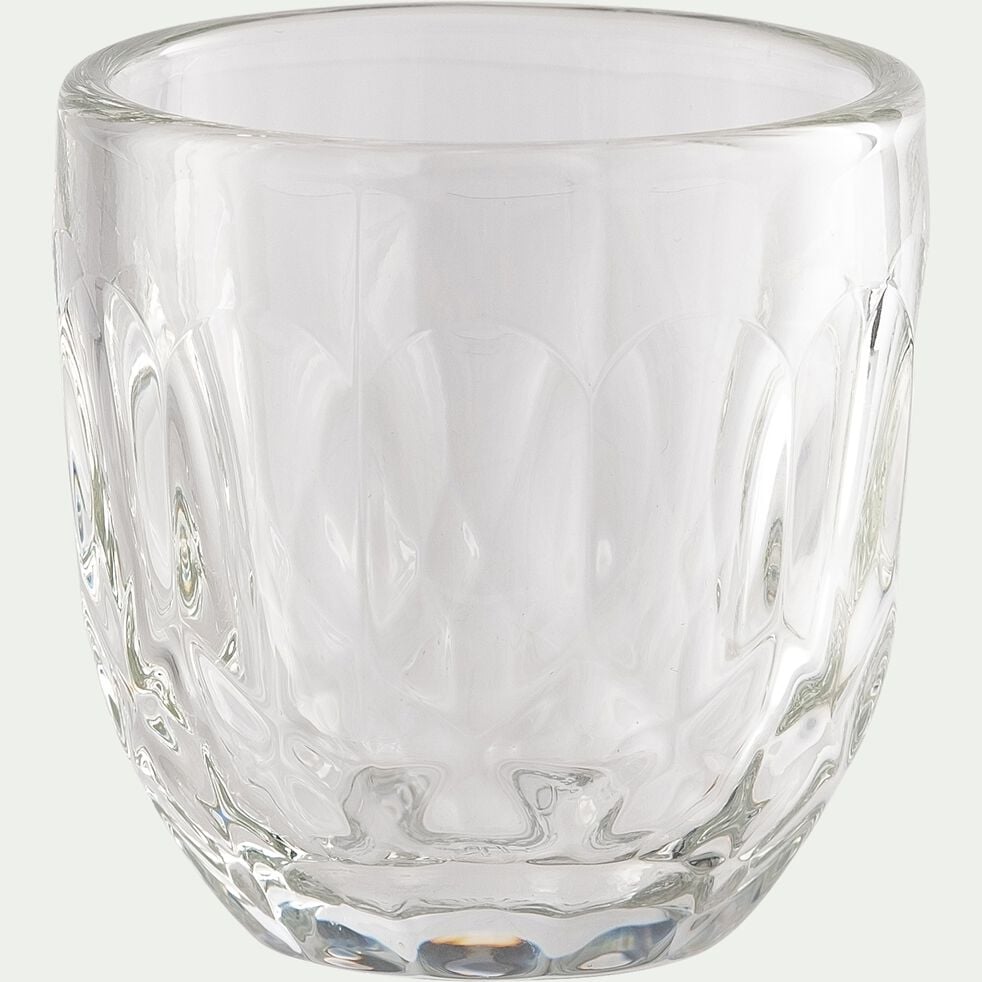 Lot de 4 tasses à expresso en verre avec 2 motifs en relief - transparent 10cl-TROQUET