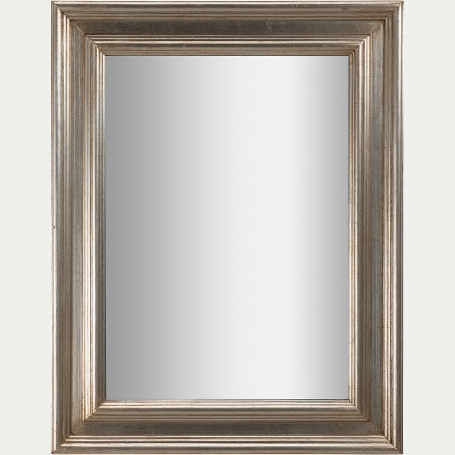 Miroir rectangulaire en bois de paulownia - argenté 70x90cm-ANCURAS