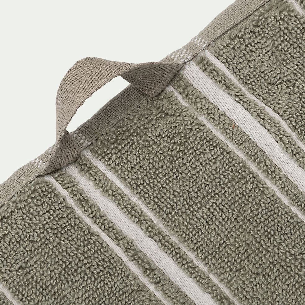 Lot de 2 serviettes invité en coton - vert olivier 30x50cm-ROMY