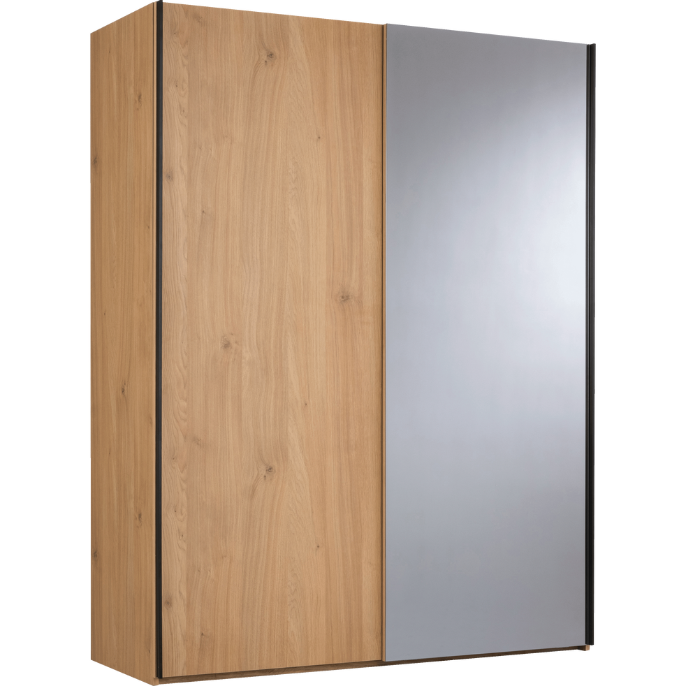 Armoire 2 portes coulissantes effet chêne clair GASPARD armoires