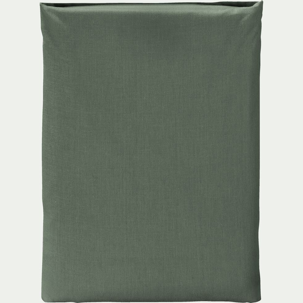 Drap plat en percale de coton 270x300 - vert cèdre-FLORE