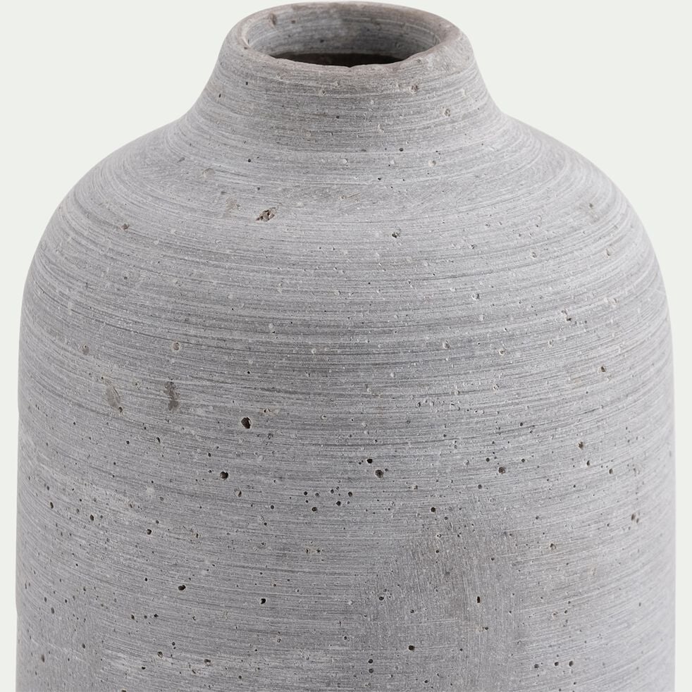 Vase bouteille en poudre de pierre - gris D7,5xH24,5cm-CALCIS