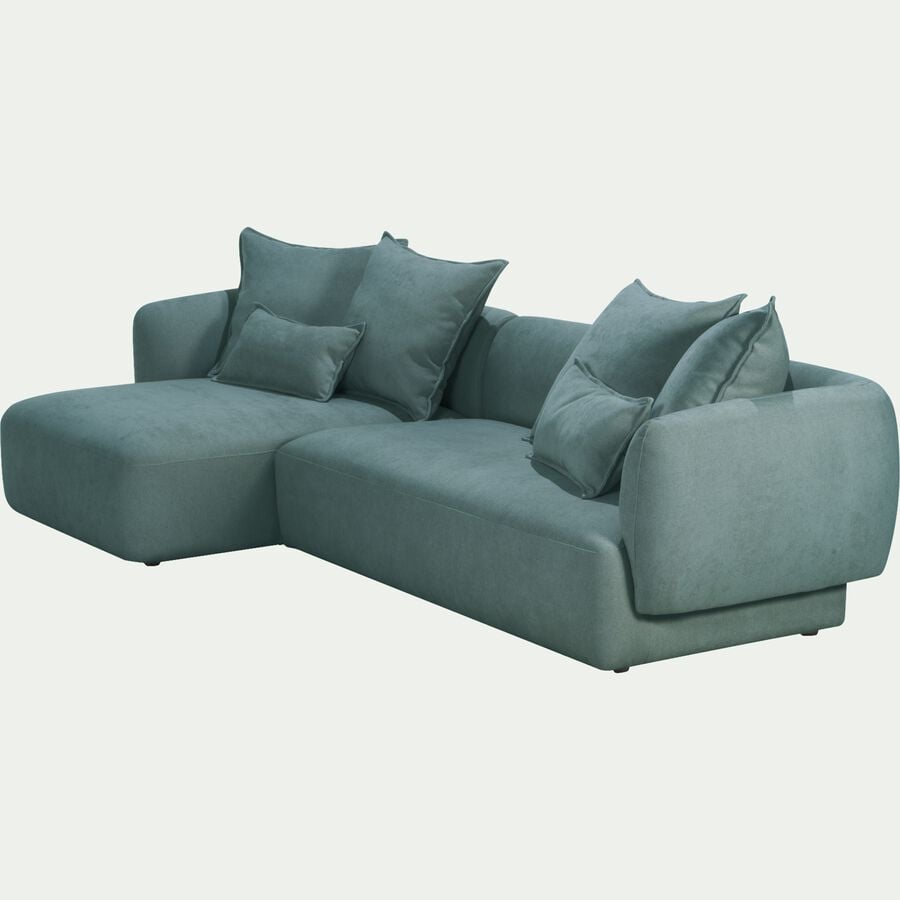 Canapé d'angle gauche fixe en tissu - bleu niolon-ALBA