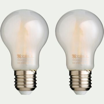 Lot de 2 ampoules LED dépolies à filament culot E27 luminosité moyenne - blanc-STANDARD