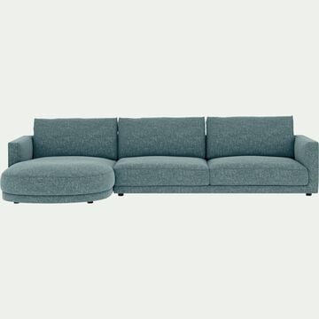 Canapé d'angle gauche en tissu tramé - bleu calabrun-AUDES