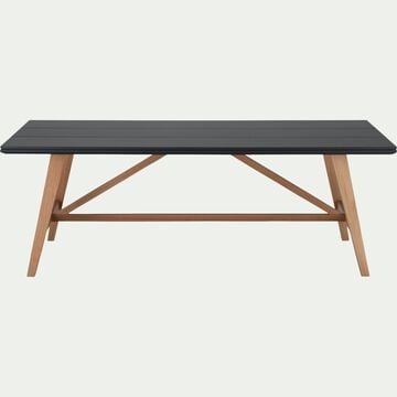 Table fixe de jardin en duraboard et eucalyptus - noir (8 à 10 places)-ZELIA