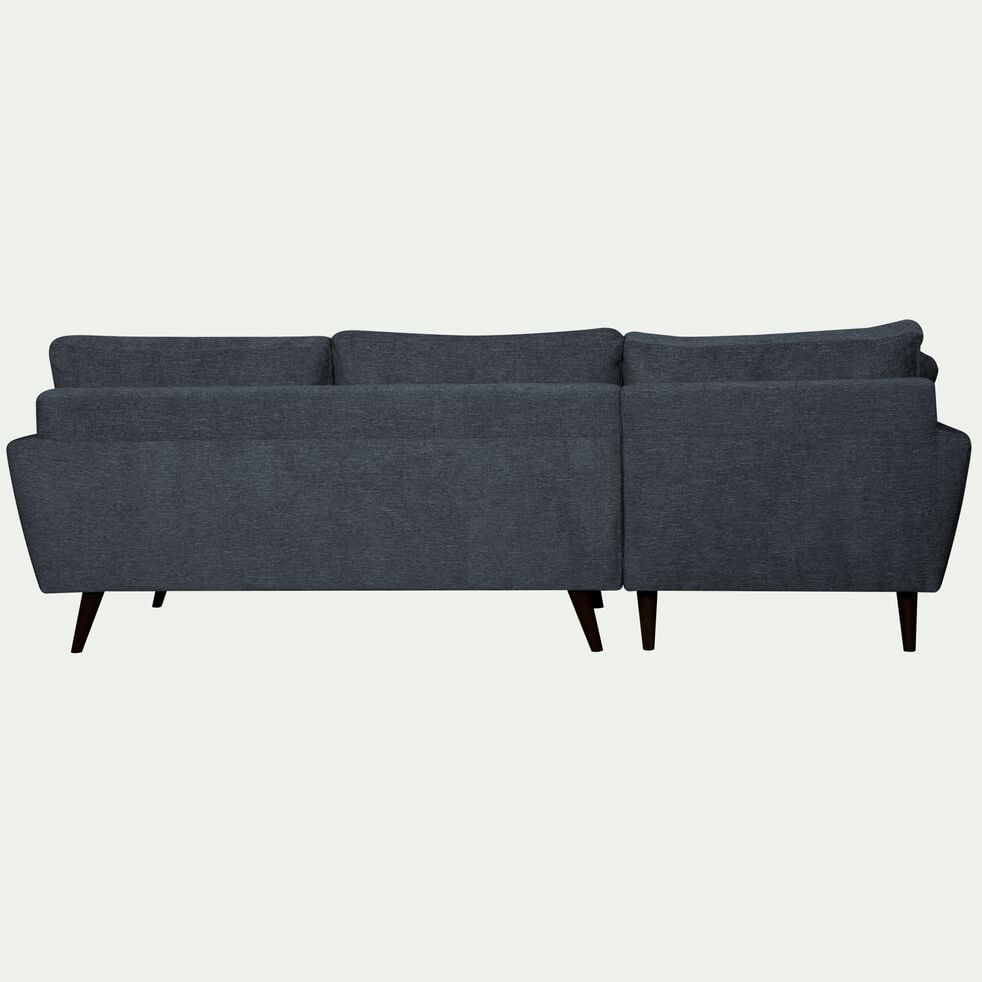 Canapé d'angle gauche fixe en tissu avec piètement noir - bleu-ICONE