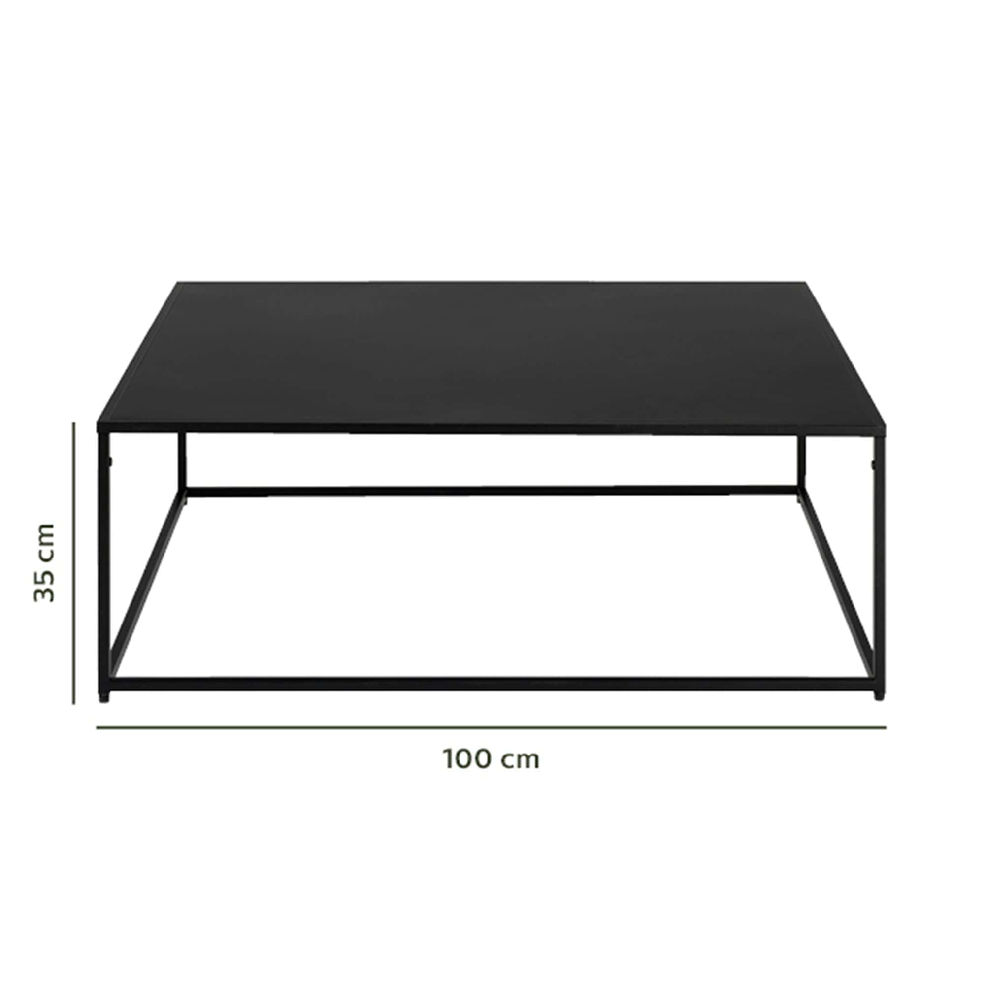 Table basse carrée en métal - noir 100x100cm-LEVANTE