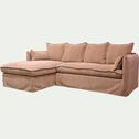 Canapé d'angle gauche convertible en tissu - brun terre ombre-KALISTO