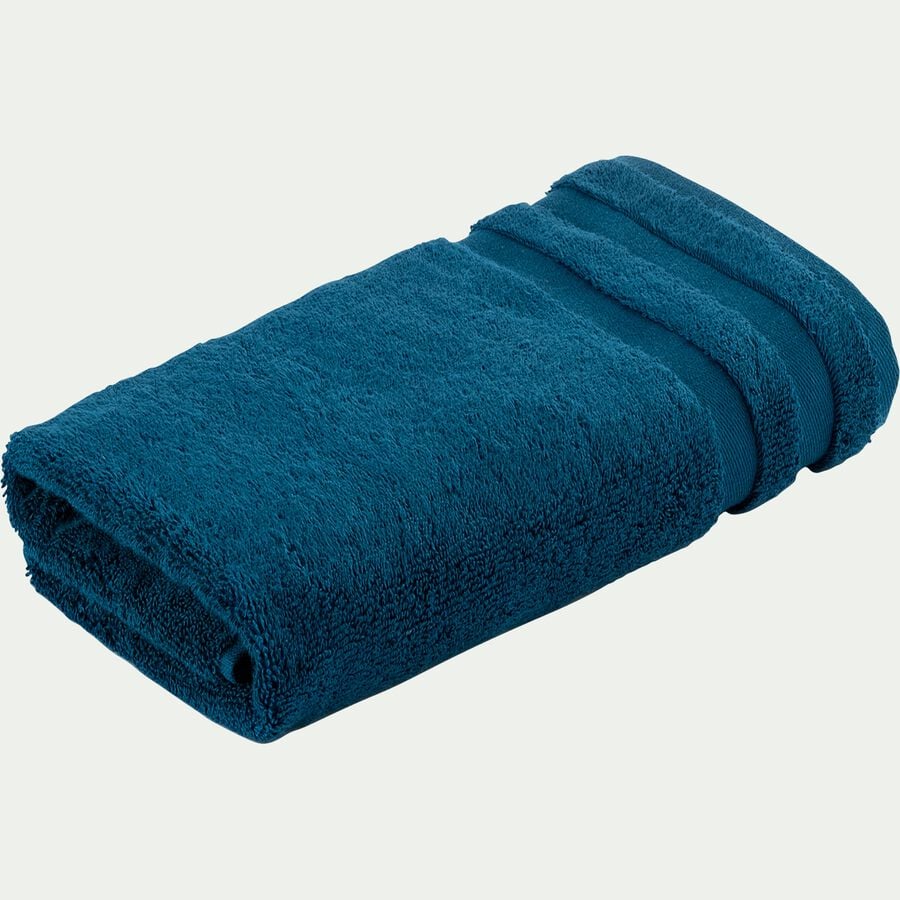 Serviette de toilette en coton - bleu figuerolles 50x100cm-RANIA