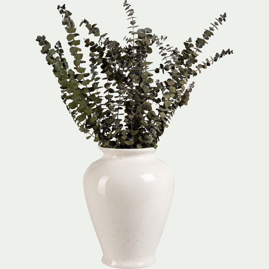 Vase amphore en faïence moucheté H31cm - blanc ventoux-HYPHATE