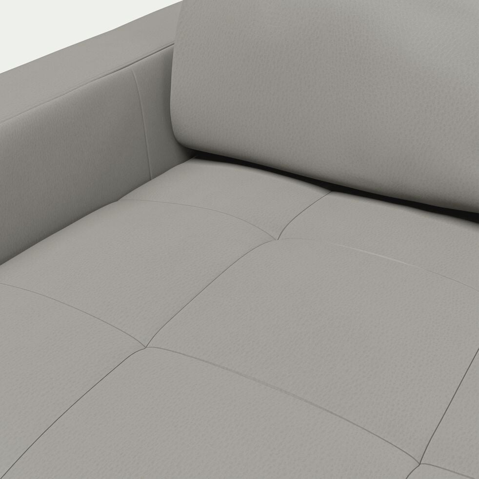 Canapé d'angle convertible en cuir avec accoudoirs 20cm - gris borie-MAURO