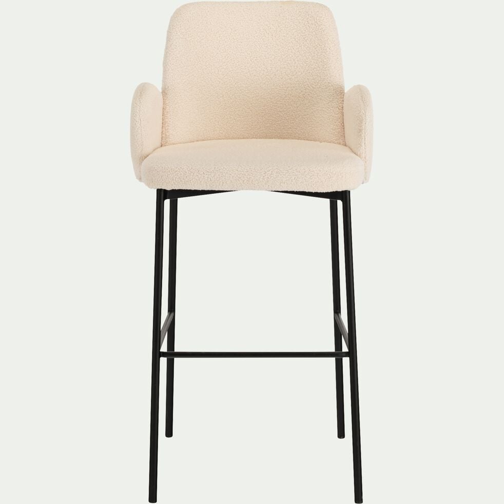 Chaise de bar en tissu bouclette H65cm - blanc-LOUMI