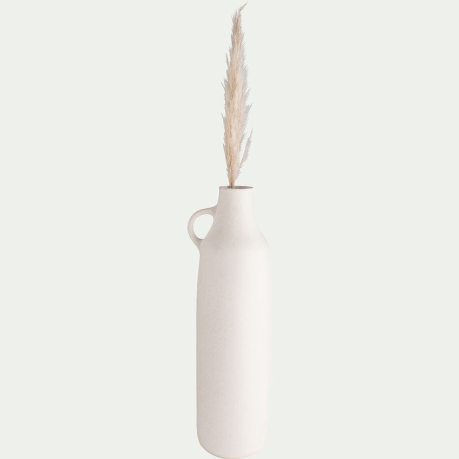 Vase bouteille blanc en faïence H51cm - blanc-KAMU
