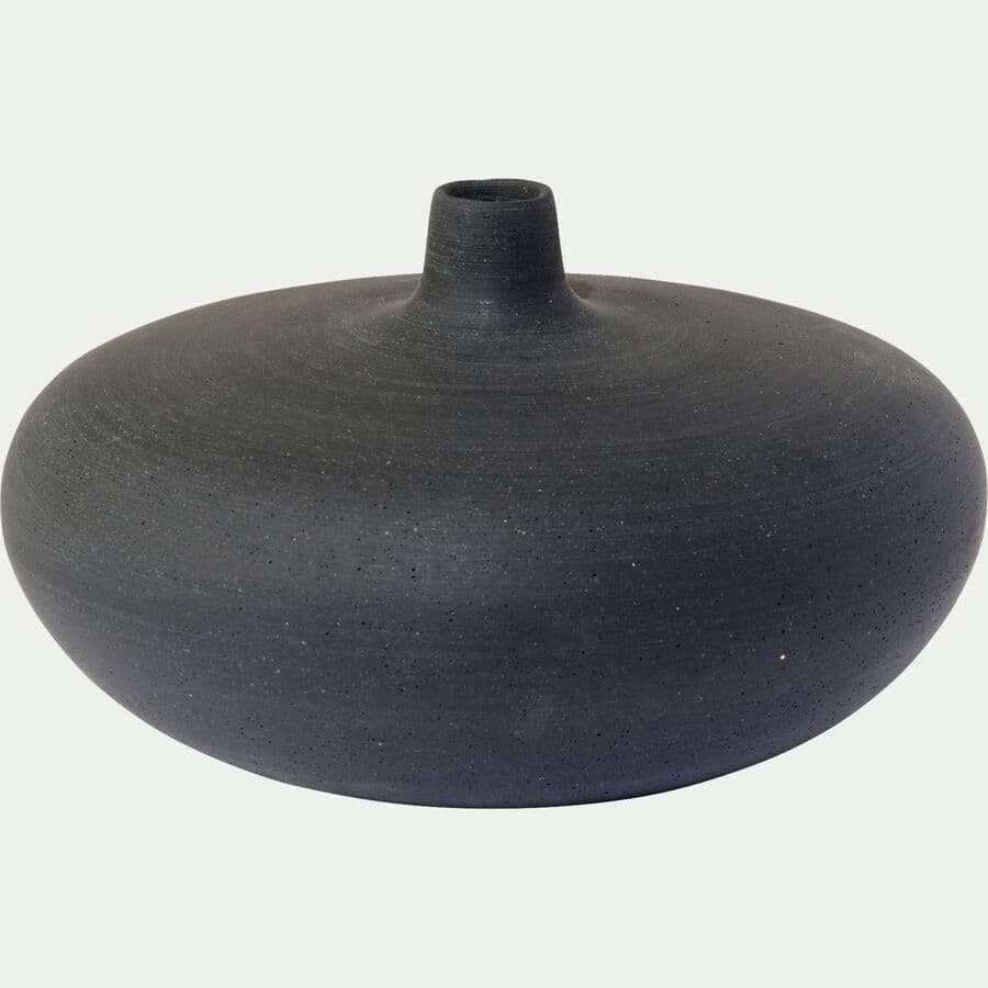 Vase boule en polystone H16,5cm - noir-CALCIS