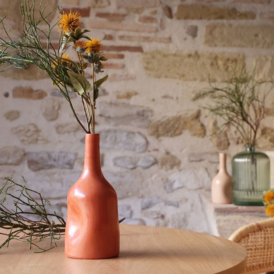 Vase soliflore en terre cuite H24cm - orange brûlée-ADEL
