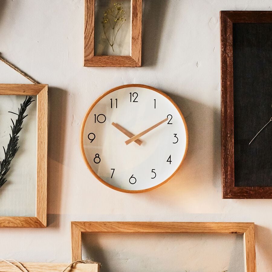 Horloge en bois de hêtre D26cm - naturel-ABELIA