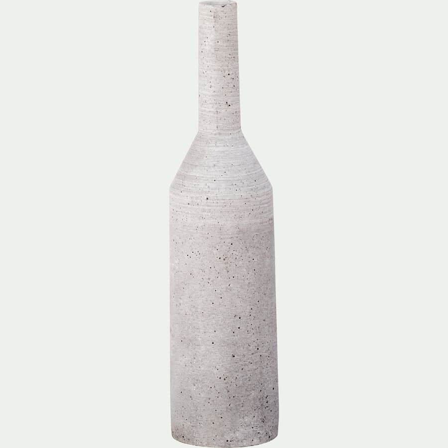 Vase bouteille en polystone effet béton H31cm - gris clair-CALCIS