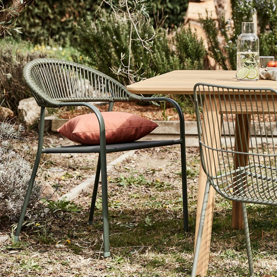 Chaise de jardin empilable avec accoudoirs en acier - vert cèdre-JADIDA