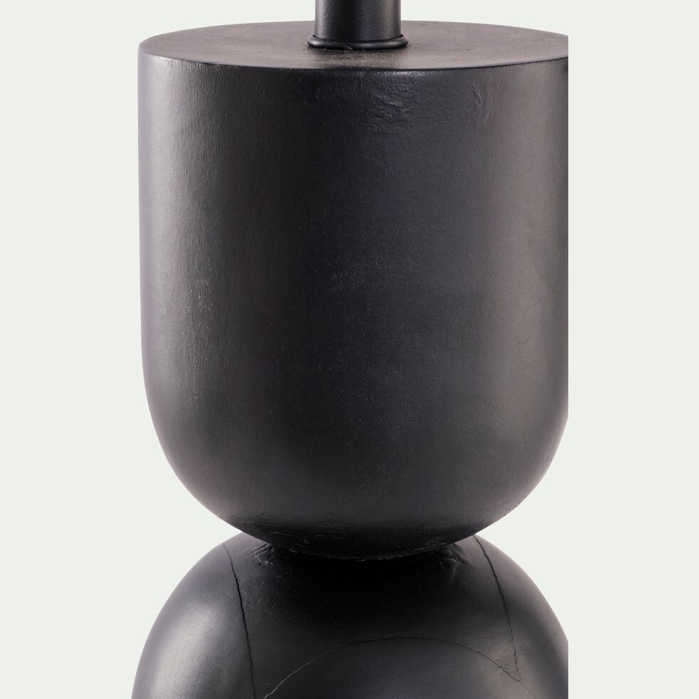 Pied de lampe électrifié en bois de manguier H55cm - noir-OIA