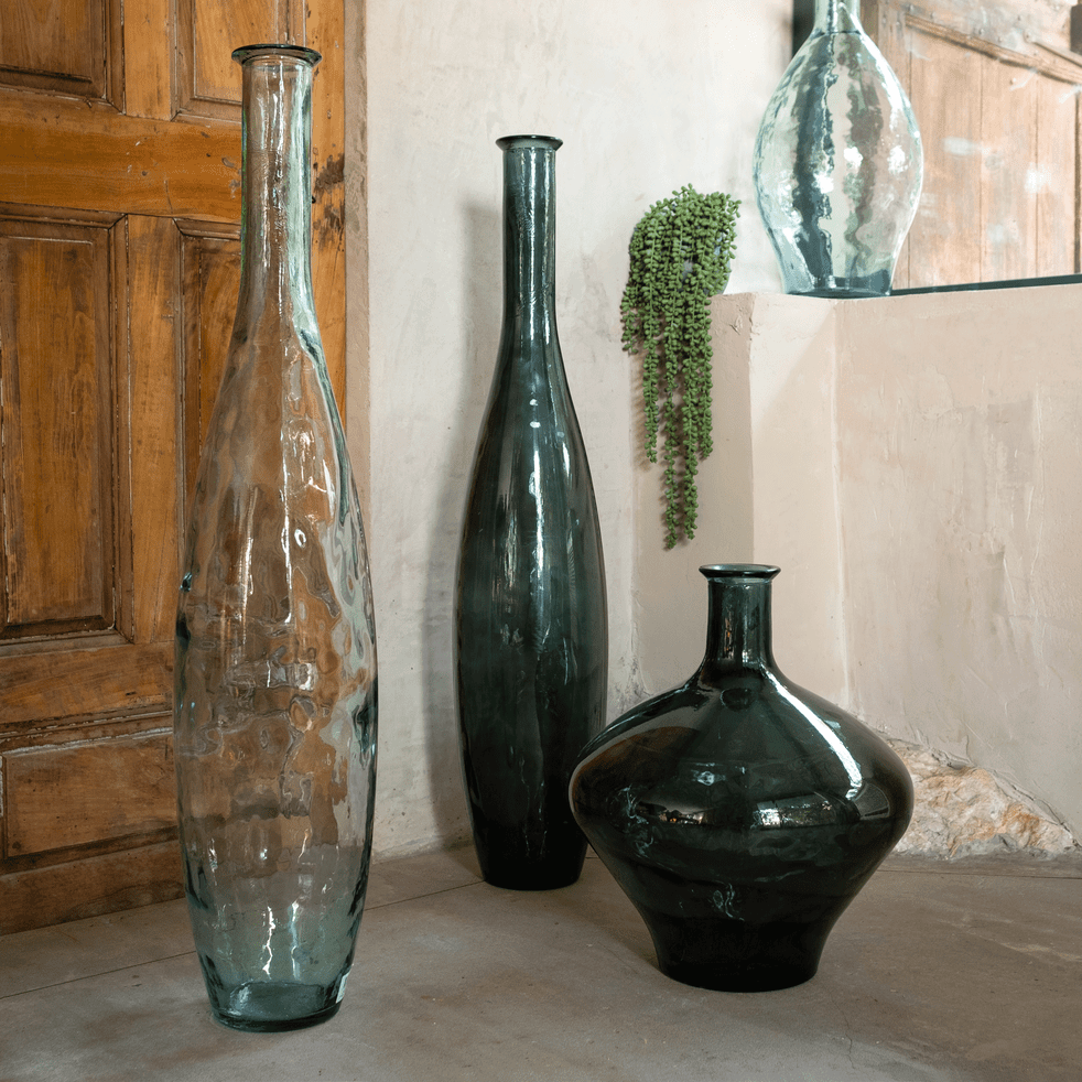 Grand vase  en verre  transparent h100cm AJJA h60cm 