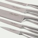 Bloc de 10 couteaux en acacia et inox - gris-FUSAL