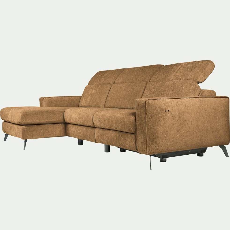 Canapé d'angle gauche relax en tissu doux - jaune argan-SALVIA