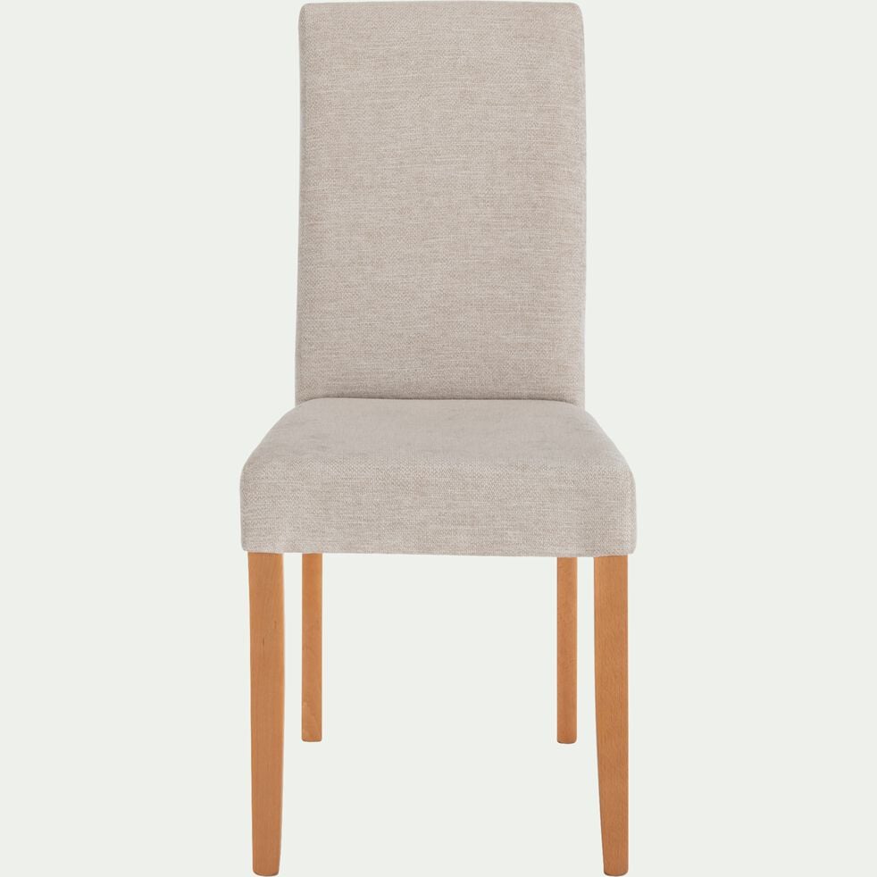 Chaise en tissu et piètement hêtre massif - beige-LUKAVAC