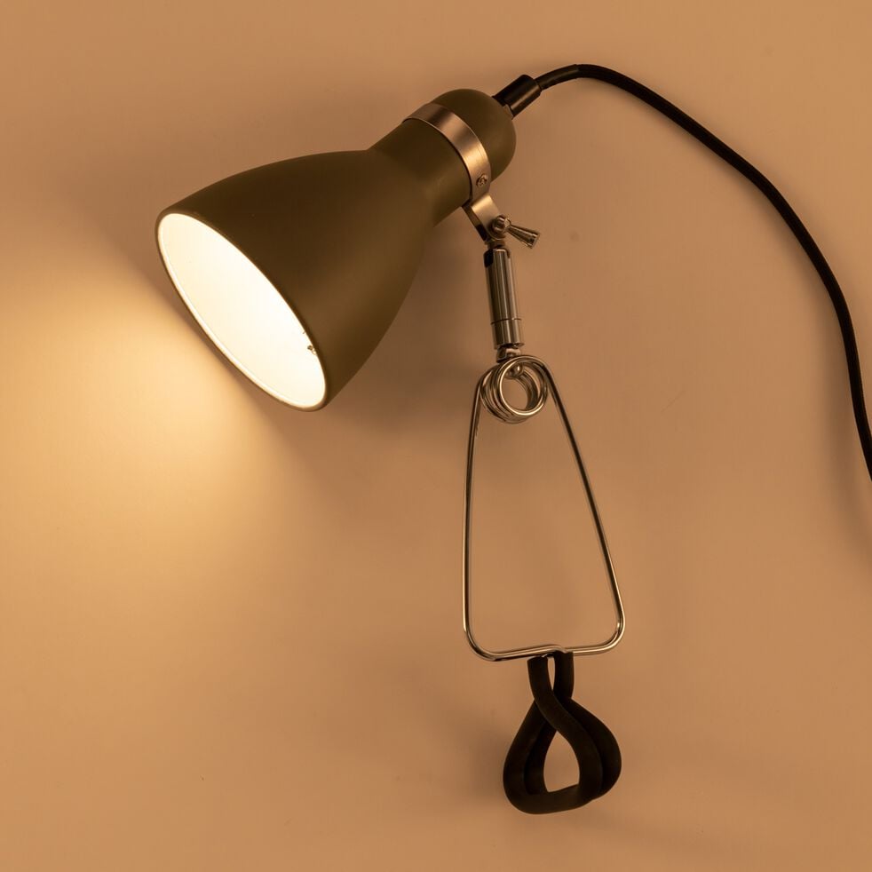 Lampe à pince électrifiée en acier - gris H34cm-LONIE