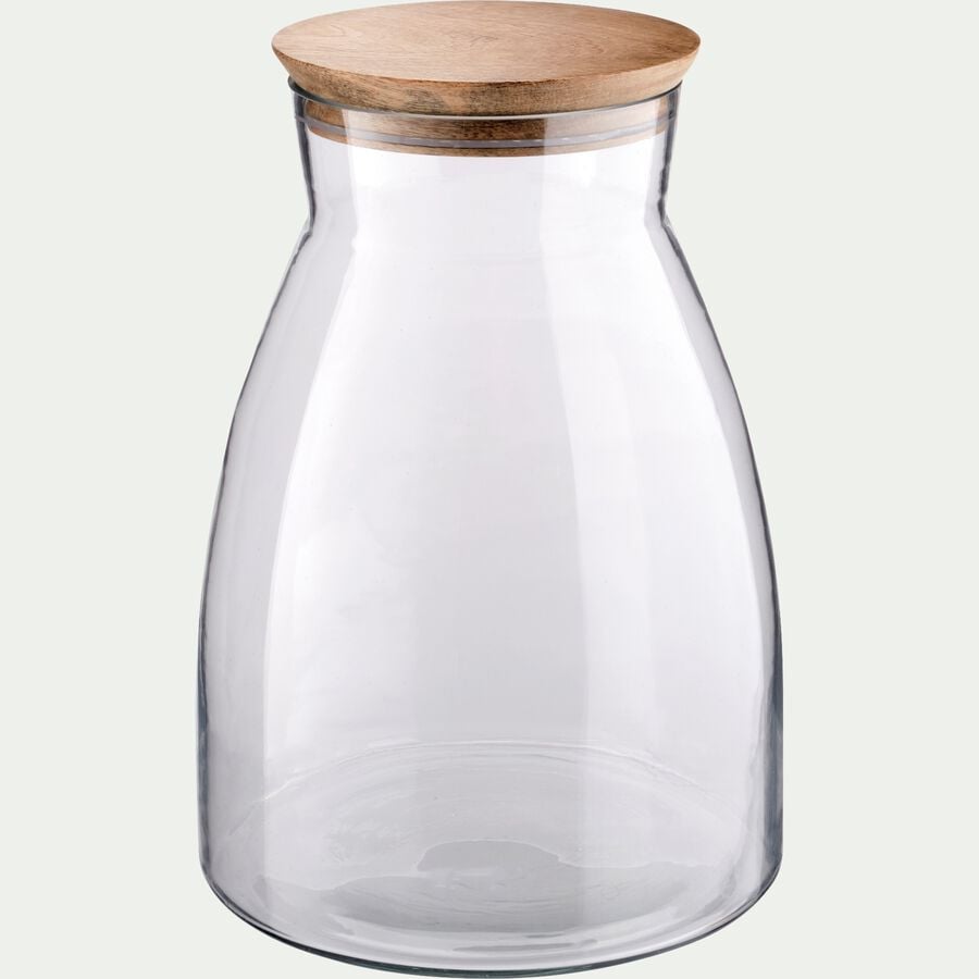 Bocal en verre avec couvercle en manguier 4L - transparent-BLOCA