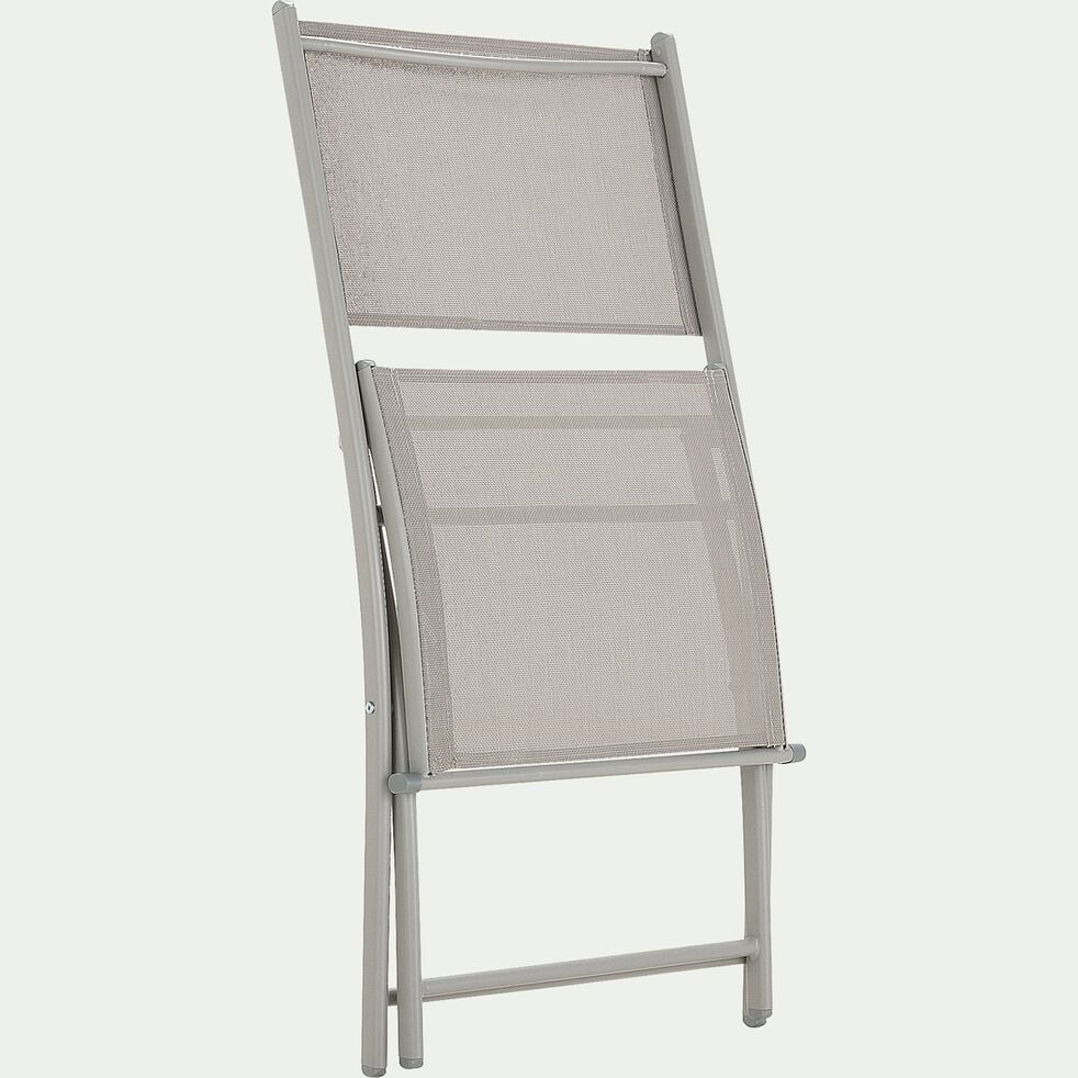 Chaise de jardin pliante en acier et textilène - gris vésuve-LIMONE
