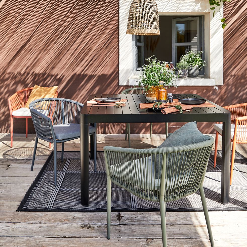 Table de repas jardin fixe en aluminium - noir (6 places)-GUILIA