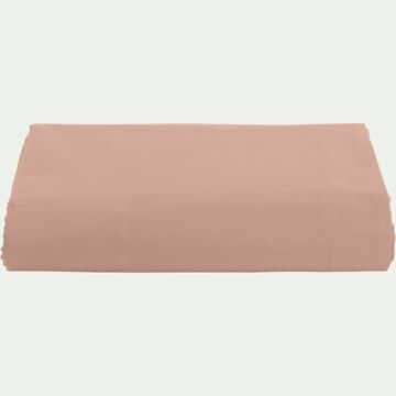 Drap plat en percale de coton  270x300cm - rose salina-FLORE