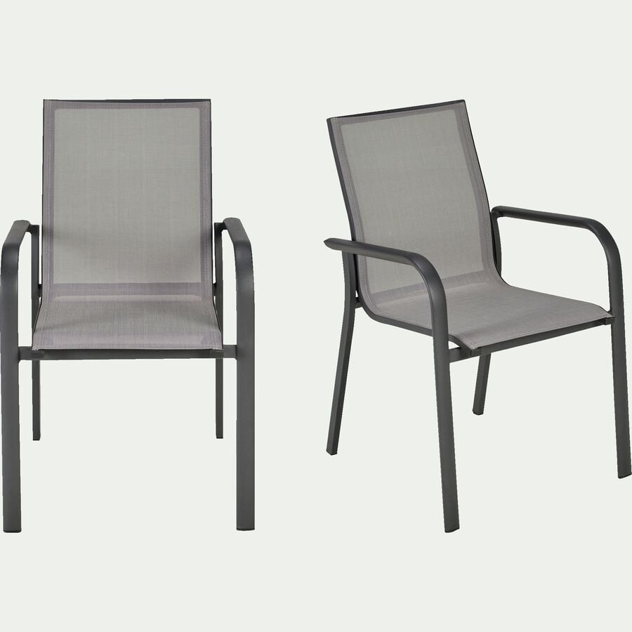 Chaise de jardin empilable avec accoudoirs gris restanque-SICILE