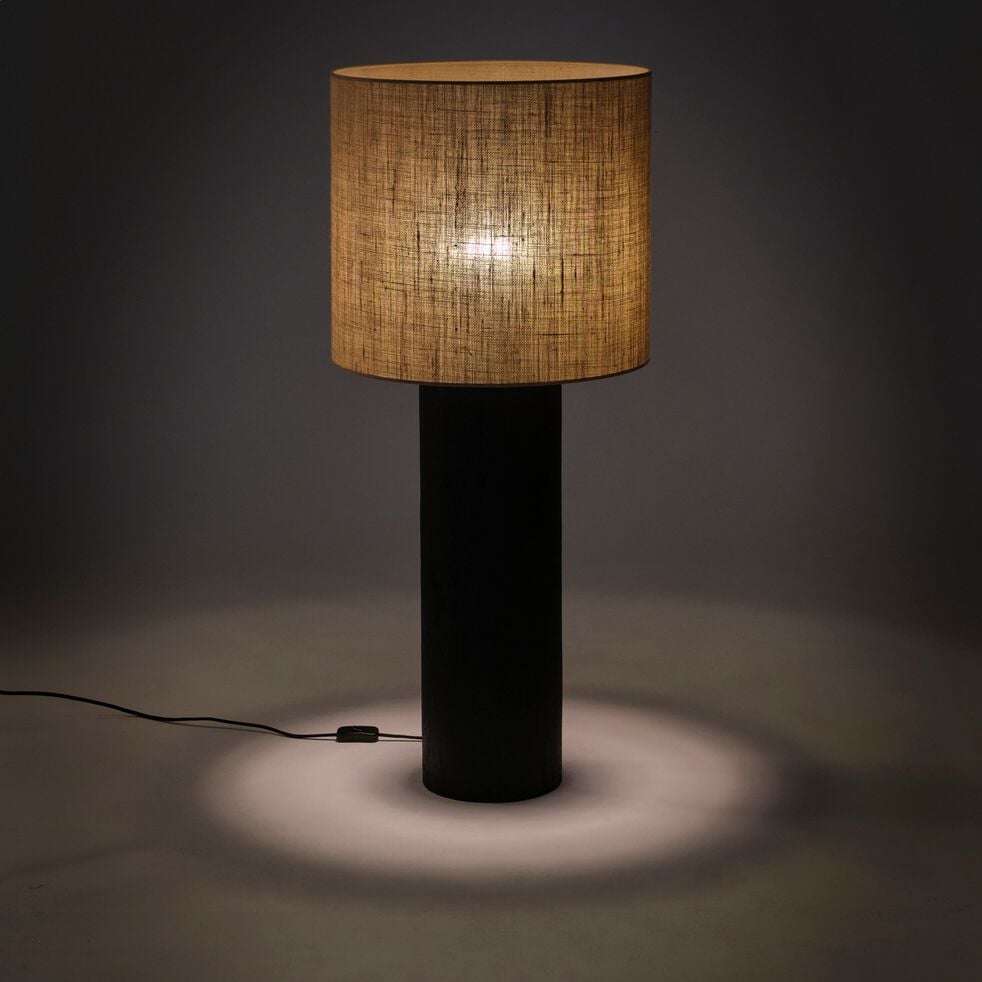 Pied de lampe électrifié en bois de manguier H76cm - naturel-CESAR