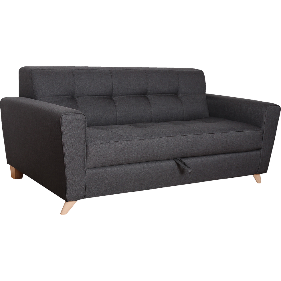 Canape 3 Places Convertible En Tissu Anthracite Vicky Canapes